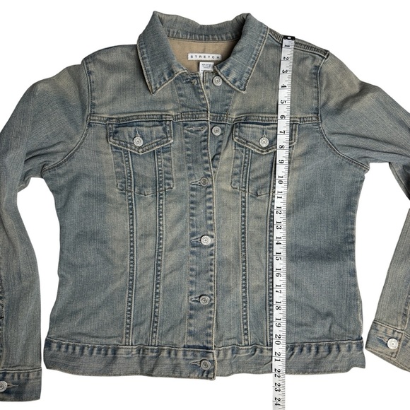 Gap Denim Blue Jean Jacket Stretch Women's Sz L Fall Timeless Grunge Classic 90s - Picture 8 of 9
